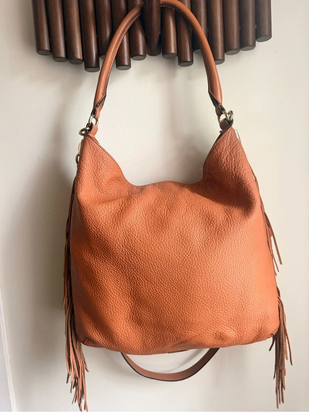 Rebecca Minkoff Orange Leather Fringe Hobo